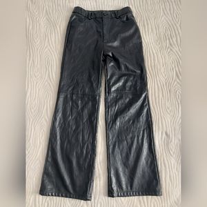 Shein Pleather Pants Wide Leg Baggy Leg Faux Leather Vegan Small